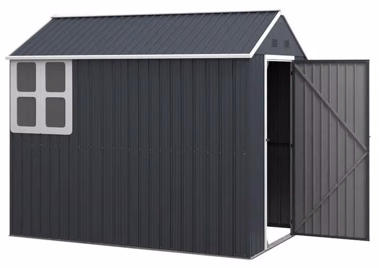 Capanno da giardino in metallo per attrezzi e biciclette | Colore: Grigio | Dimensioni: 172x259x222 cm
