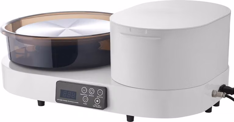 SucceBuy Tornio elettrico da 450 W, tornio da vasaio con piatto girevole da 28 cm, pedale e velocità regolabile da 30 a 300 giri/min, inclusa cassetta degli attrezzi, perfetto per l'arte dell'argilla fai da te e per i principianti, bianco
