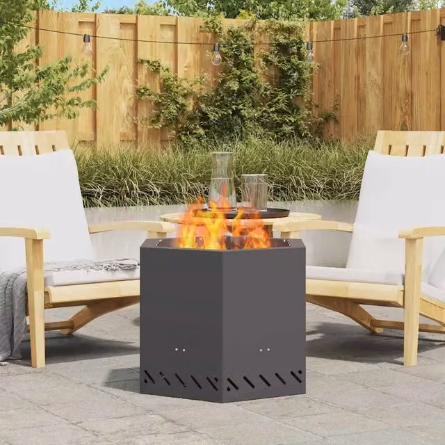 Braciere a Fuoco vidaXL in Acciaio Nero L/P/H: 58 x 58 x 51 cm