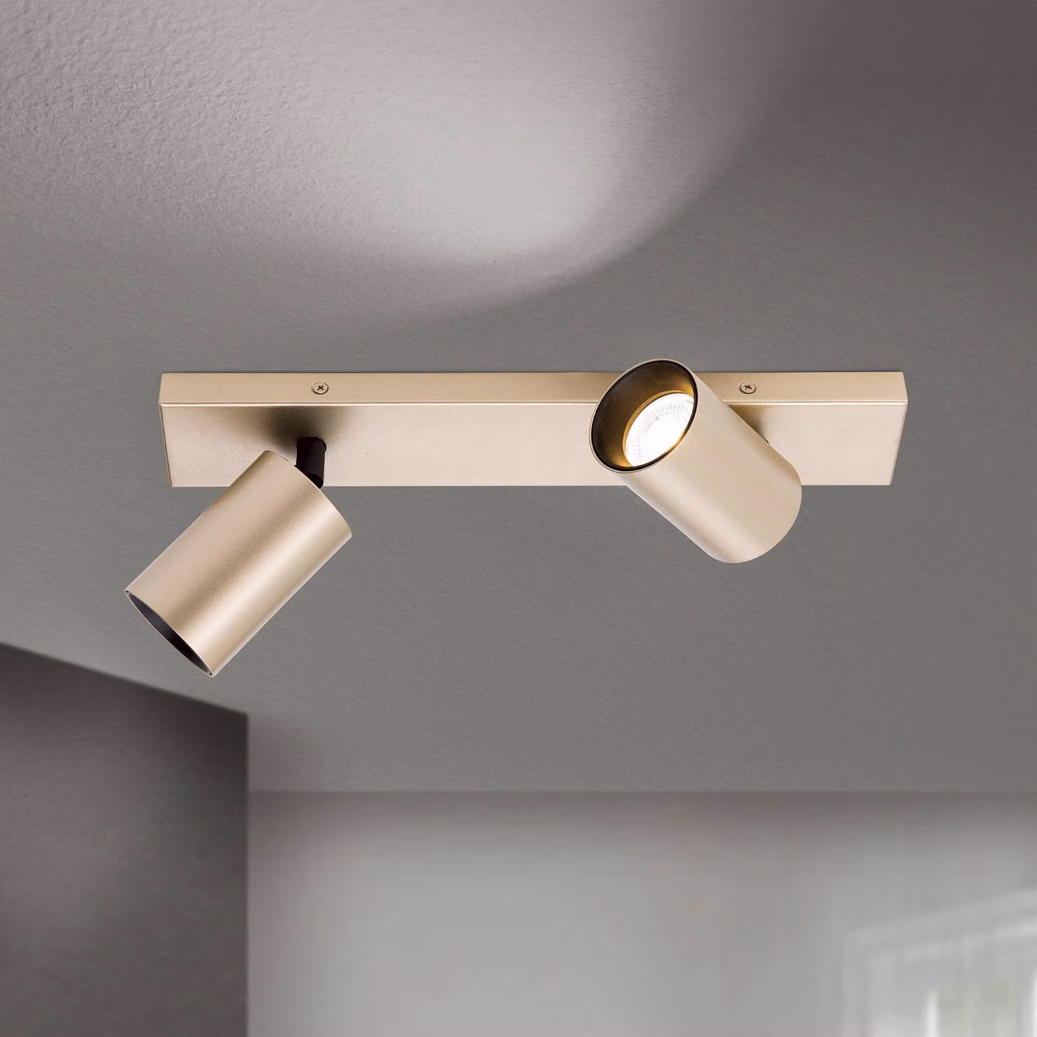 ORION Faretto Sean, a 2 luci, color oro, in metallo, orientabile dimmerabile, Ottone / Oro, Soggiorno / Sala da pranzo, Metallo, Moderno, Faretto
