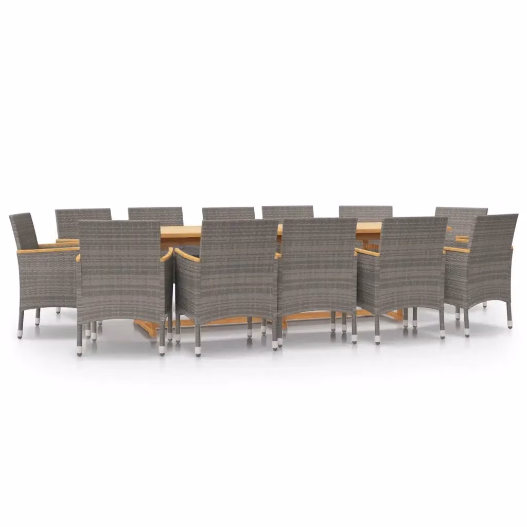 Set da pranzo per giardino e terrazzo vidaXL in legno di acacia con 13 pezzi e cuscini grigi – 2