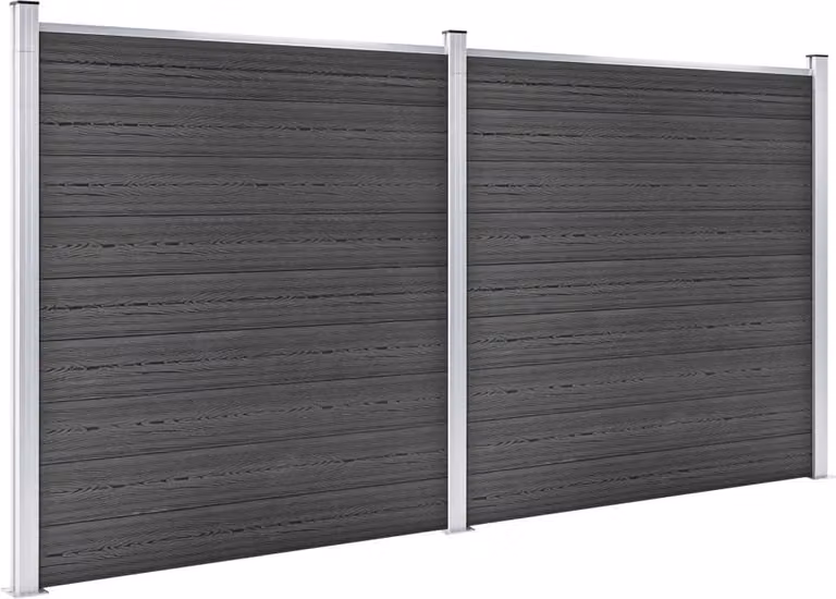 Set di elementi di recinzione WPC 353x186 cm nero
