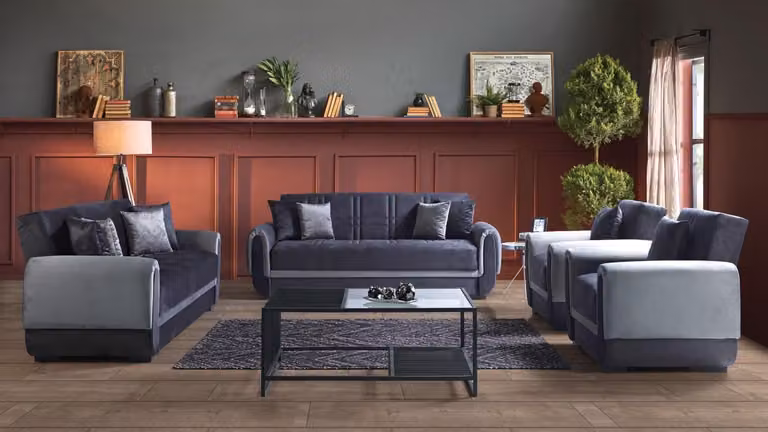 Sofagarnitur 3+2+1+1 Sitzer Textil Modern Komplett Sessel Sofa 3 Sitzer Luxus