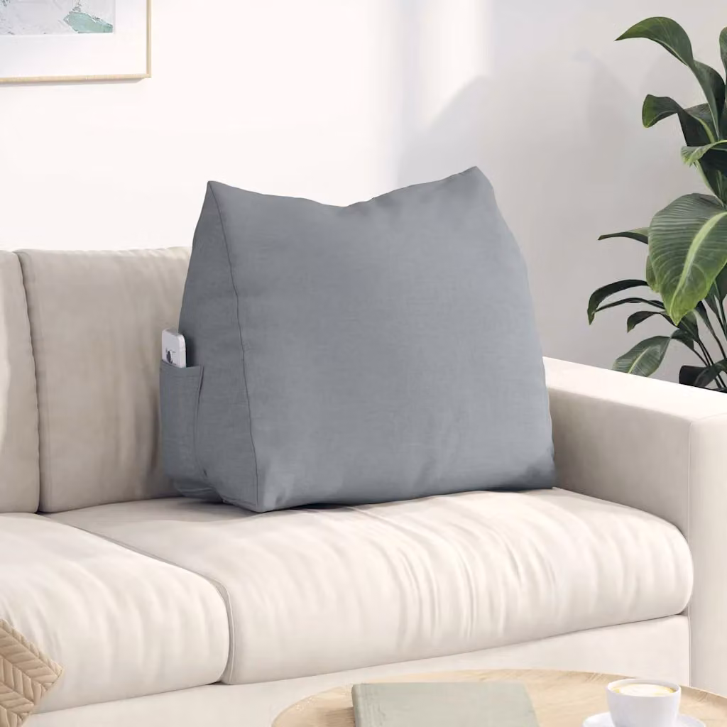 Cuscino a cuneo per schiena vidaXL in tessuto grigio con rivestimento rimovibile L: 60 cm, P: 20 cm, H: 50 cm