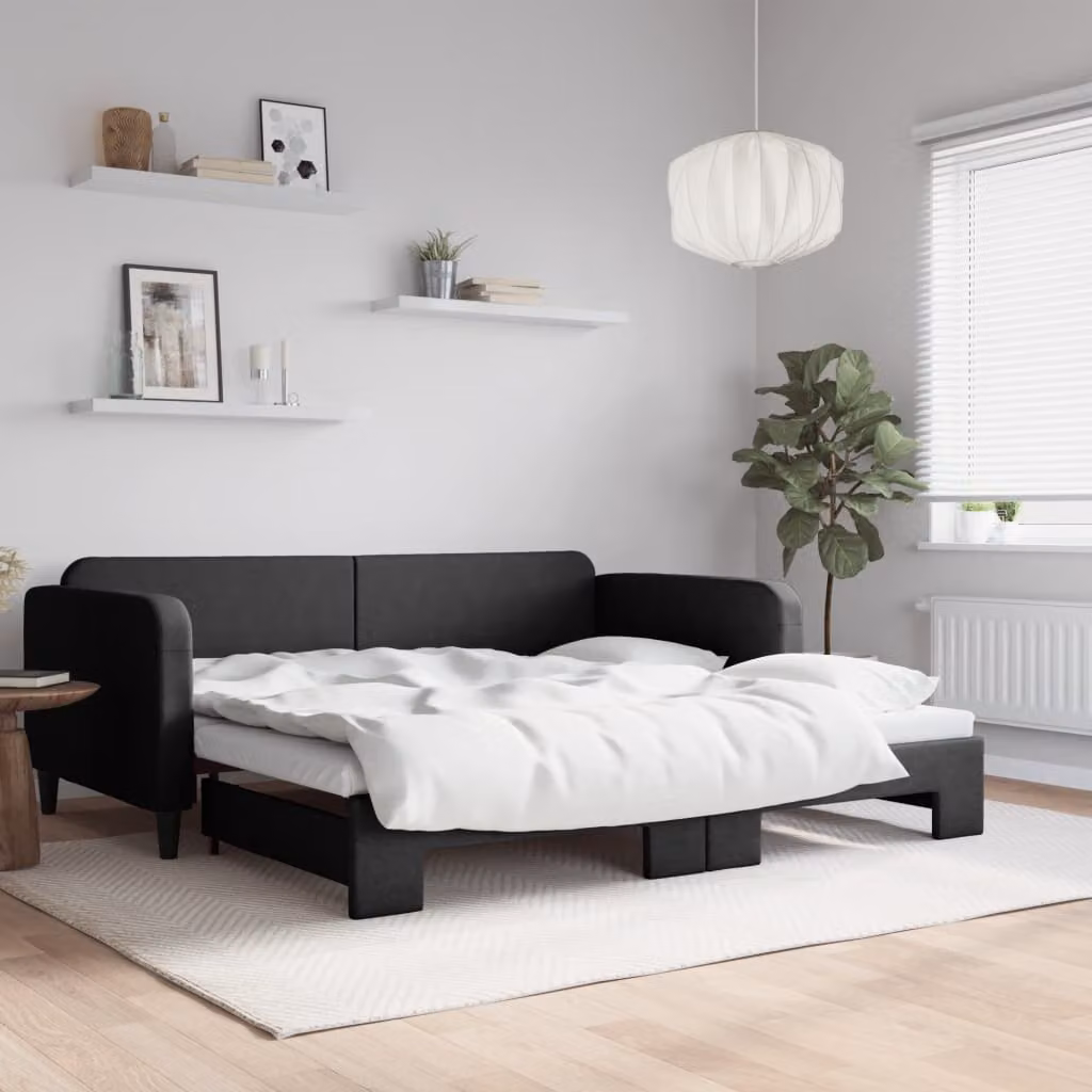 vidaXL Divano Letto con Letto Estraibile Nero in Tessuto