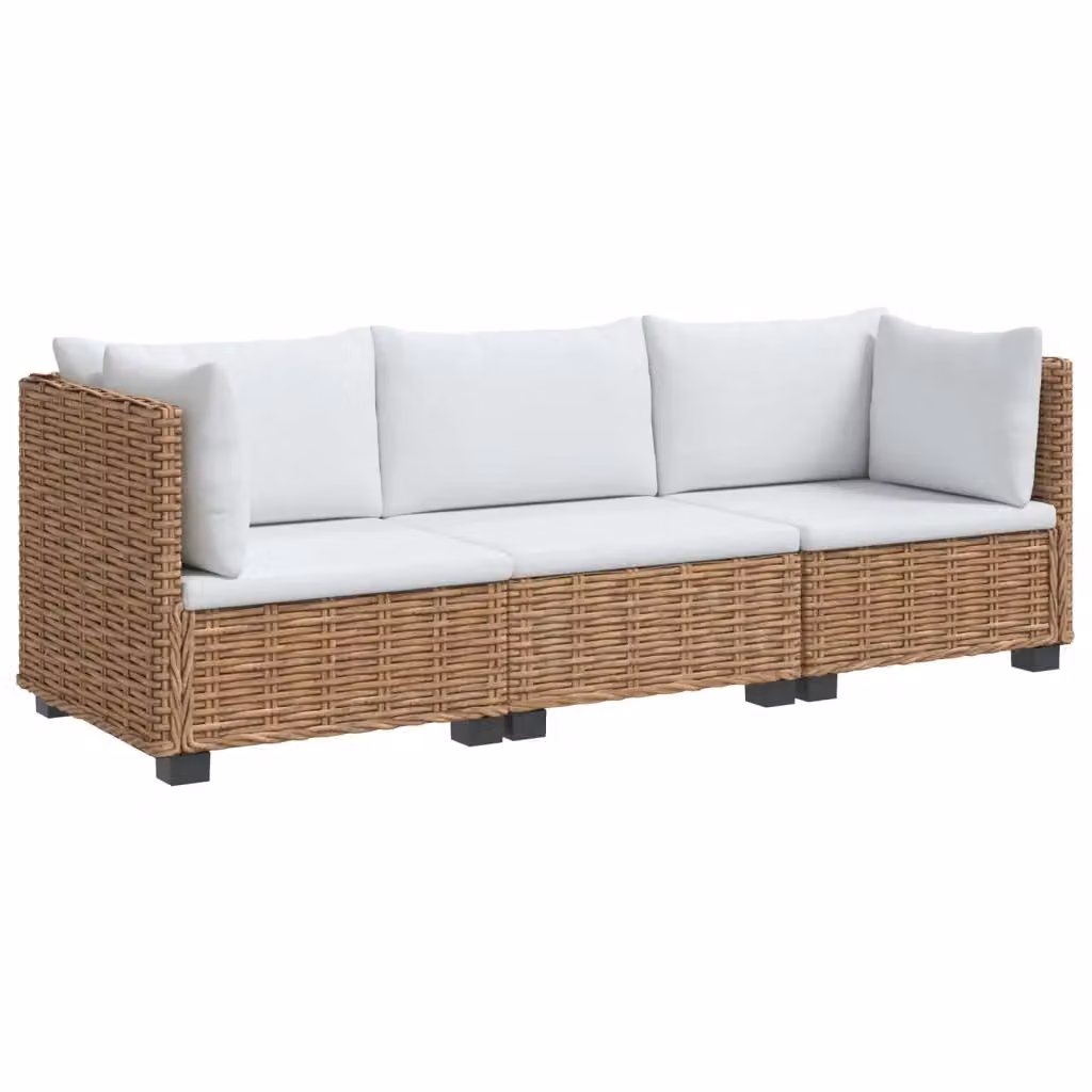 Set Lounge da Giardino a Forma di L vidaXL in Polyrattan con Cuscini Beige e Bianchi – 2