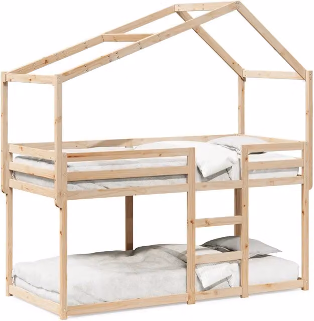 Letto singolo | Letto per adulti | Letto a Castello con Tetto 80x200 cm in Legno Massello di Pino