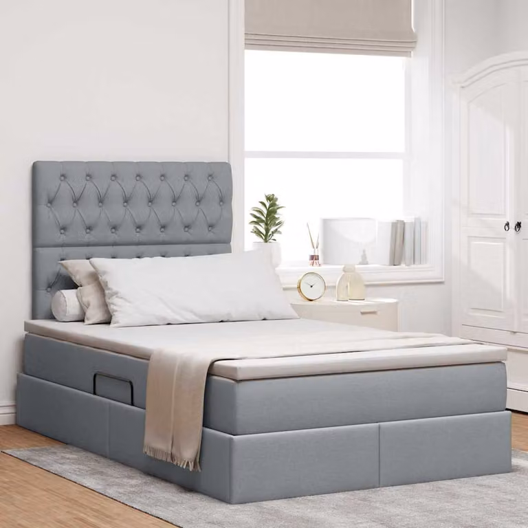 Letto con contenitore e materasso vidaXL Grigio chiaro L: 120 cm, P: 200 cm, H: 280 cm
