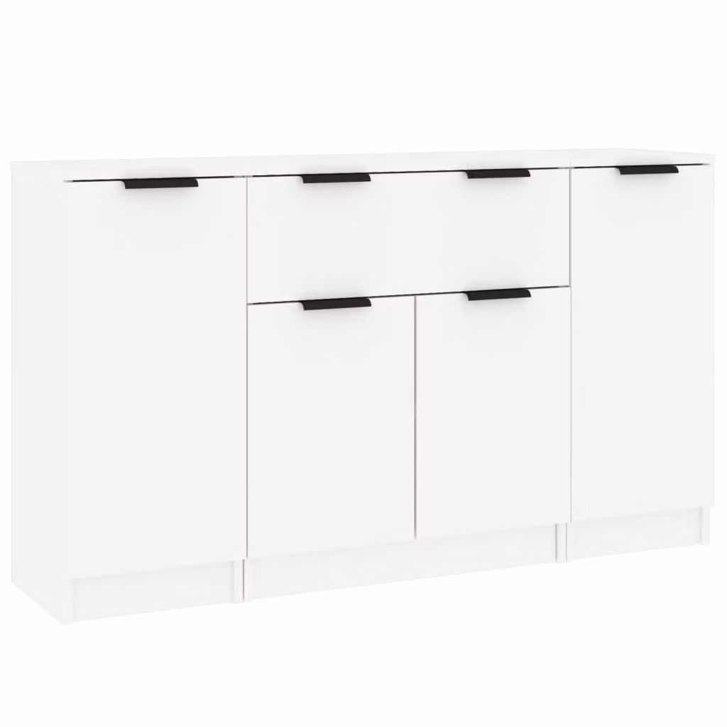 Credenze 3 pz Bianco in Legno Multistrato