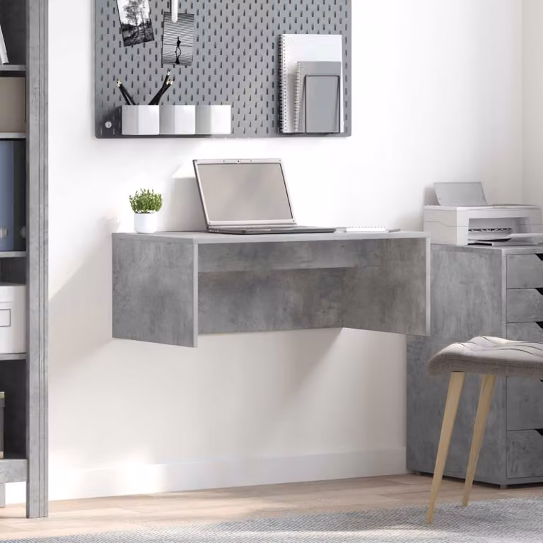 Scrivania a parete sospesa vidaXL in legno ingegnerizzato Grigio, L: 80 cm, P: 45 cm, H: 30 cm
