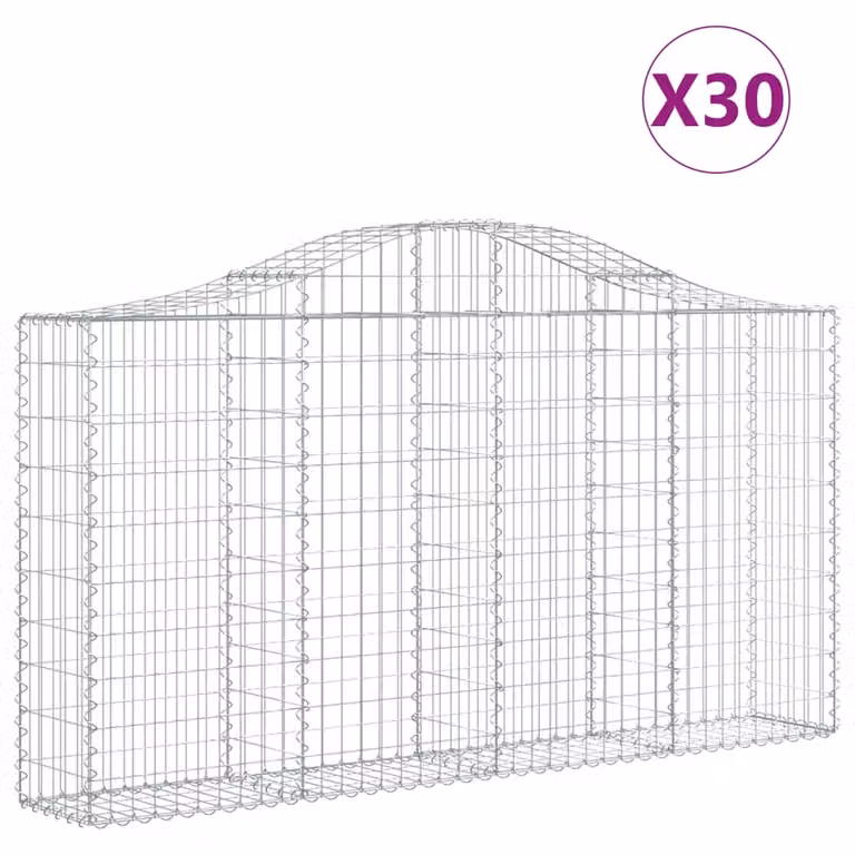 Cesti Gabbioni ad Arco 30 pz 200x30x100/120 cm Ferro Zincato