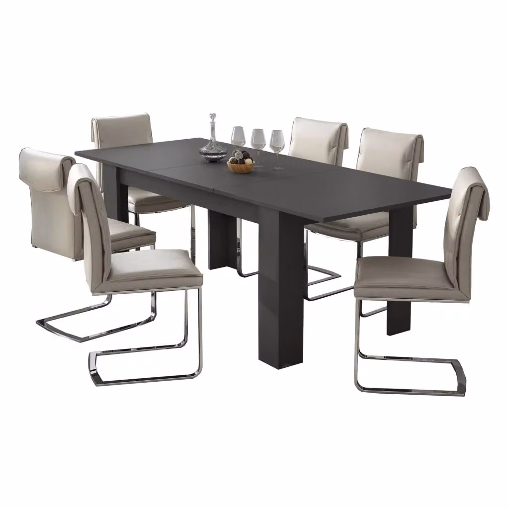 Tavolo allungabile moderno Campora in MDF laminato nero antracite L: 220 cm, P: 90 cm, H: 75 cm – 2