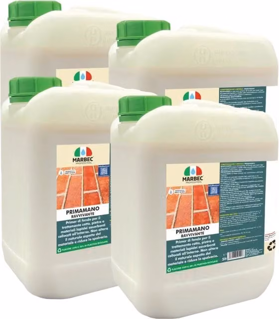 Primer Marbec Ravvivante Bianco a base acquosa per cemento, confezione da 4 x 5 l