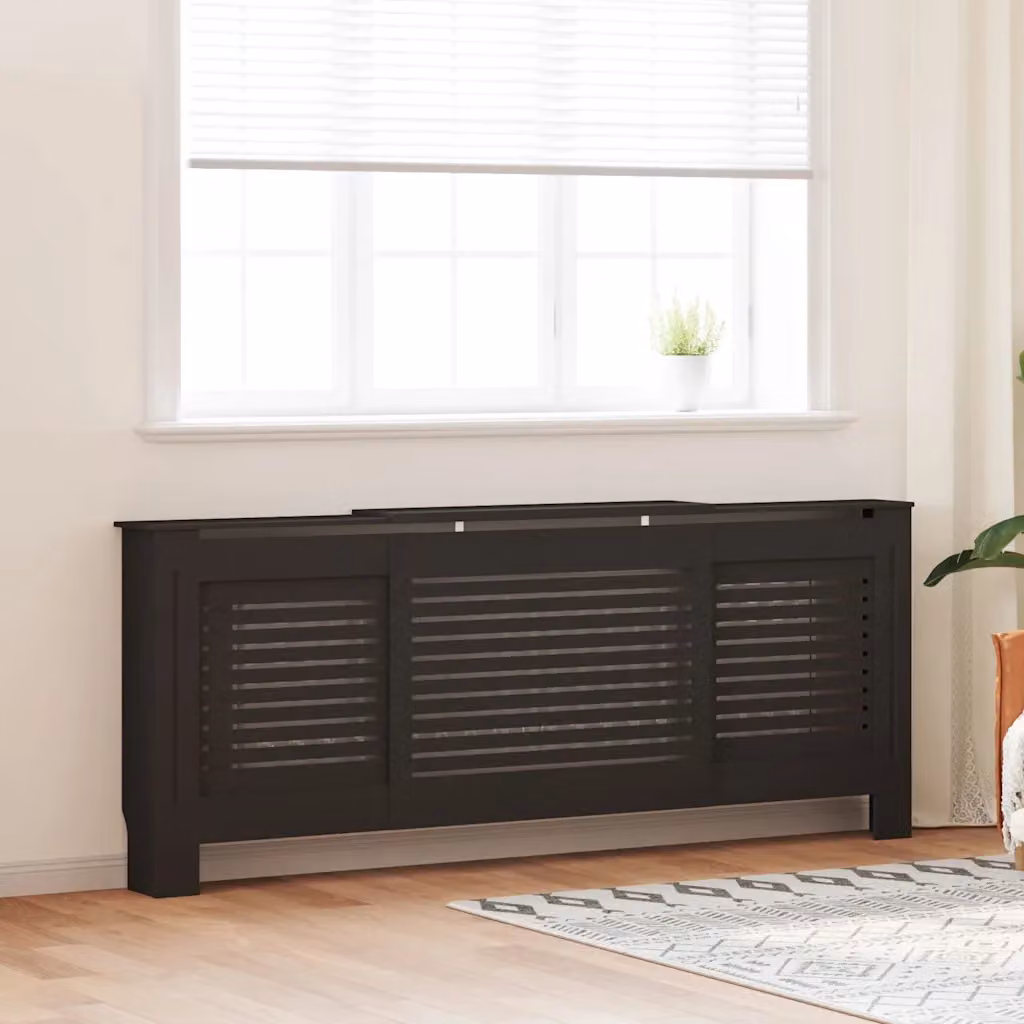 Copertura per radiatore vidaXL in MDF nera L: 205 cm – 1