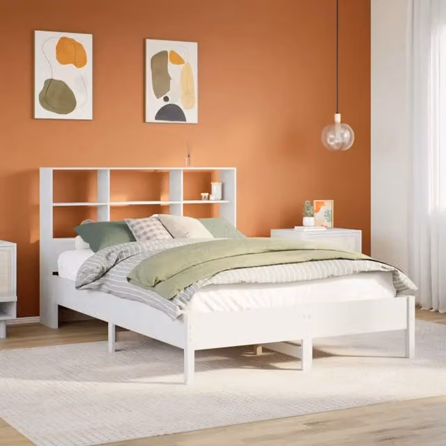 Letto Libreria senza Materasso Bianco 160x200 cm Legno di Pino 3322865
