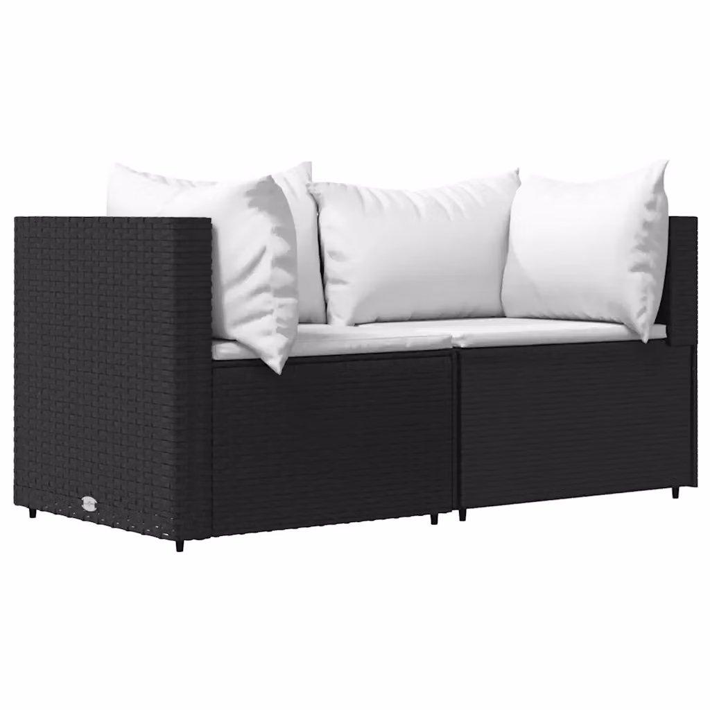 Divano Angolare da Giardino a L con Cuscini vidaXL in Polyrattan Nero e Acciaio – 2