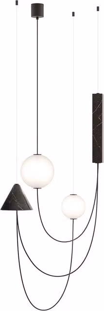 Lampada a sospensione KDLN Mars con LED dimmabile in metallo, vetro e marmo, disponibile in bianco o nero