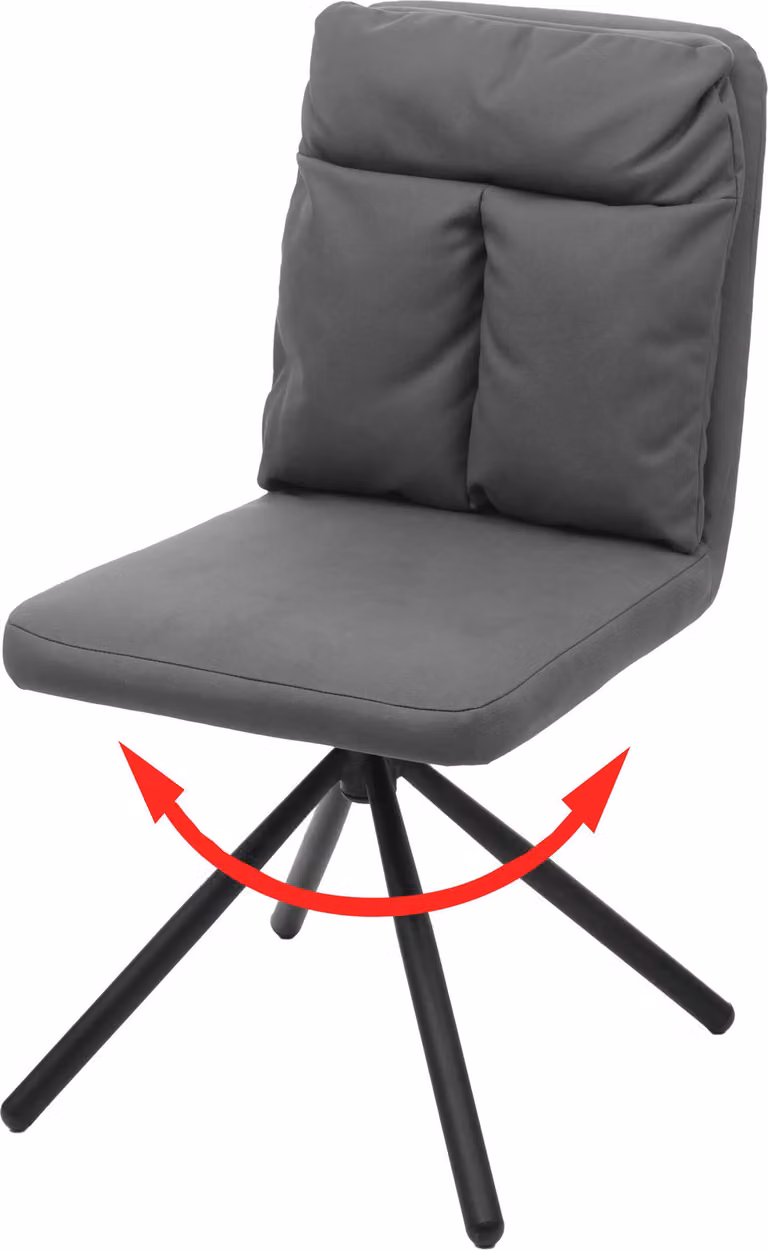 Sedia da pranzo HWC-G58, sedia da cucina, girevole auto-posizione tessile/tessuto ~ grigio