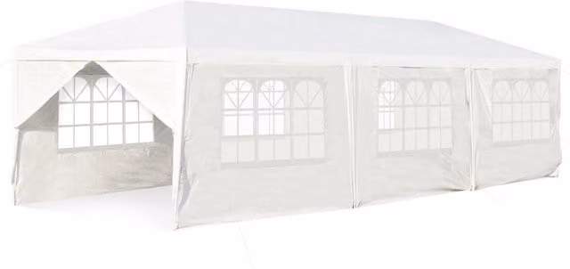 Gazebo impermeabile 3 x 9 m con pali resistenti, Pergola per matrimonio eventi in spiaggia barbecue, Bianco-Gazebo