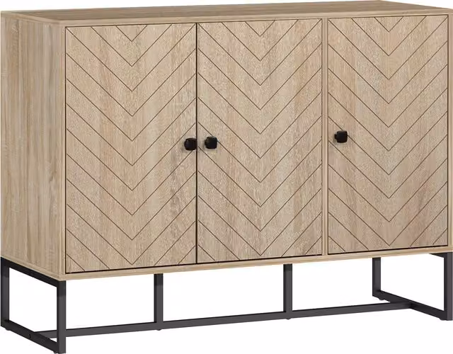 Buffet HOMCOM per soggiorno e cucina in rovere con 2 ante e ripiani regolabili L: 108 cm, P: 40 cm, H: 80 cm – 1