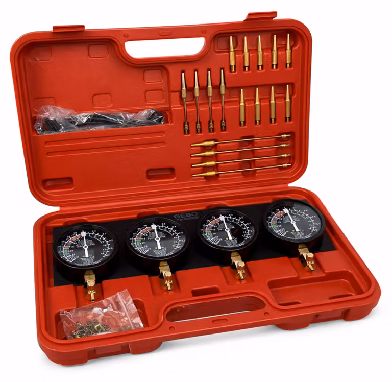 Set-kit tester pressione carburante per auto moto, sincronizzatore carburatore per vuoto Gebo Tools