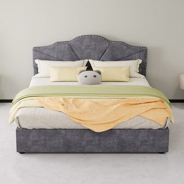 letto moderno in tessuto e metallo grigio 160 x 200 cm