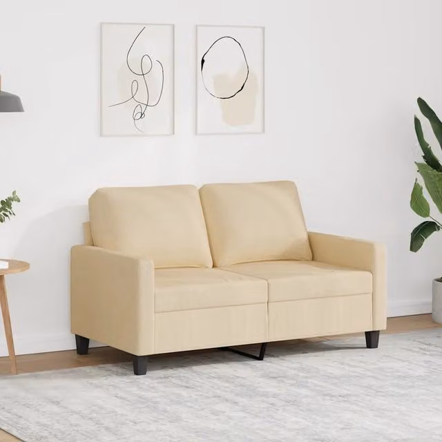 Divano moderno vidaXL in tessuto beige con struttura in metallo per il tuo soggiorno L: 138 cm, P: 80 cm, H: 77 cm
