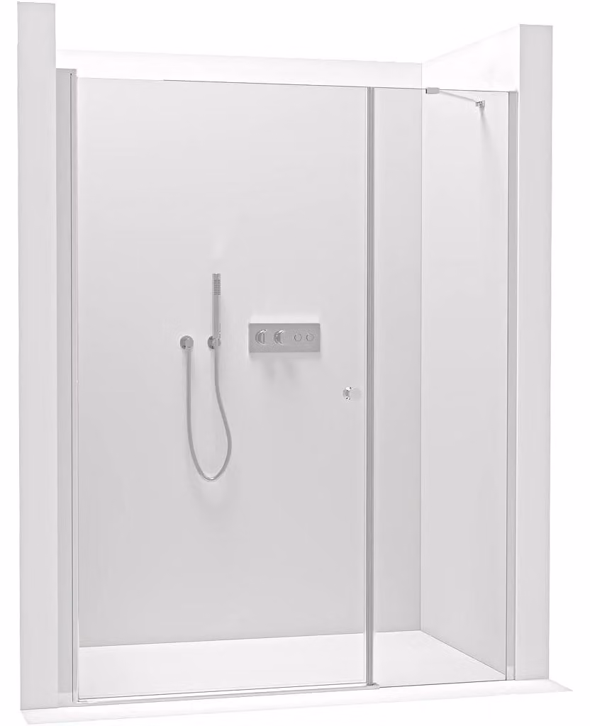Porta doccia a battente Antelo con parte fissa, sinistra/destra - 6 mm - cromo, vetro trasparente - 110(80+30)x190 cm