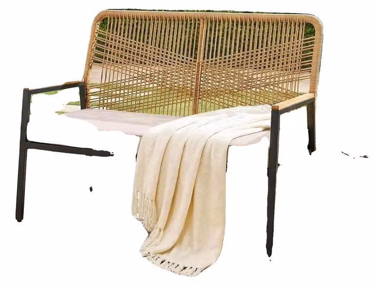 Panca da giardino, struttura resistente, seduta confortevole, colore naturale del legno