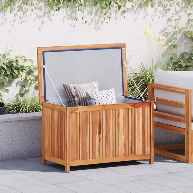 Baule da giardino vidaXL in legno massello di teak marrone L: 90 cm, P: 50 cm, H: 58 cm – 1
