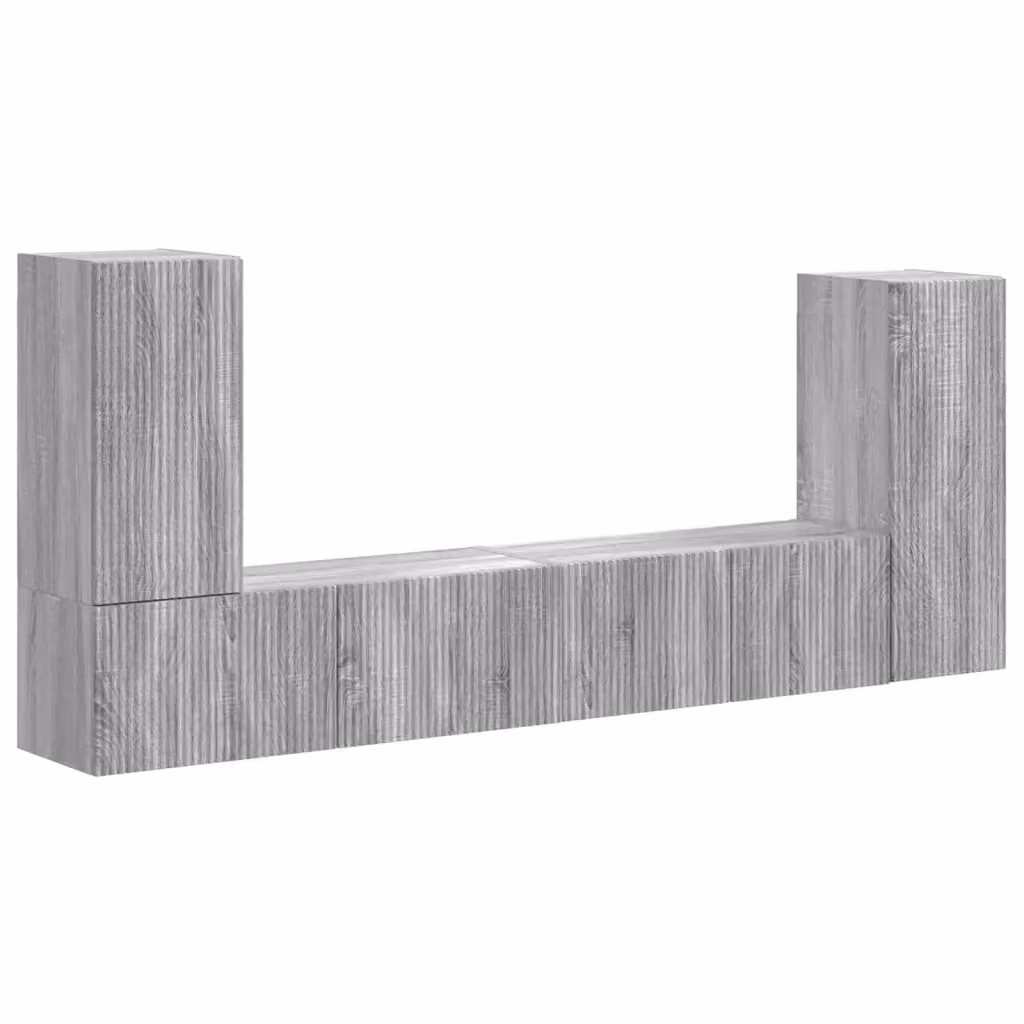 Set mobile TV moderno vidaXL in 4 pezzi, colore Grigio, in legno MDF per soggiorno o ufficio in casa – 2