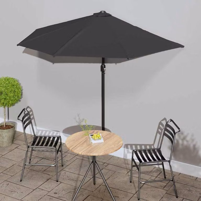Ombrellone da balcone vidaXL in alluminio nero con copertura in poliestere L: 270 cm, P: 144 cm, H: 222 cm