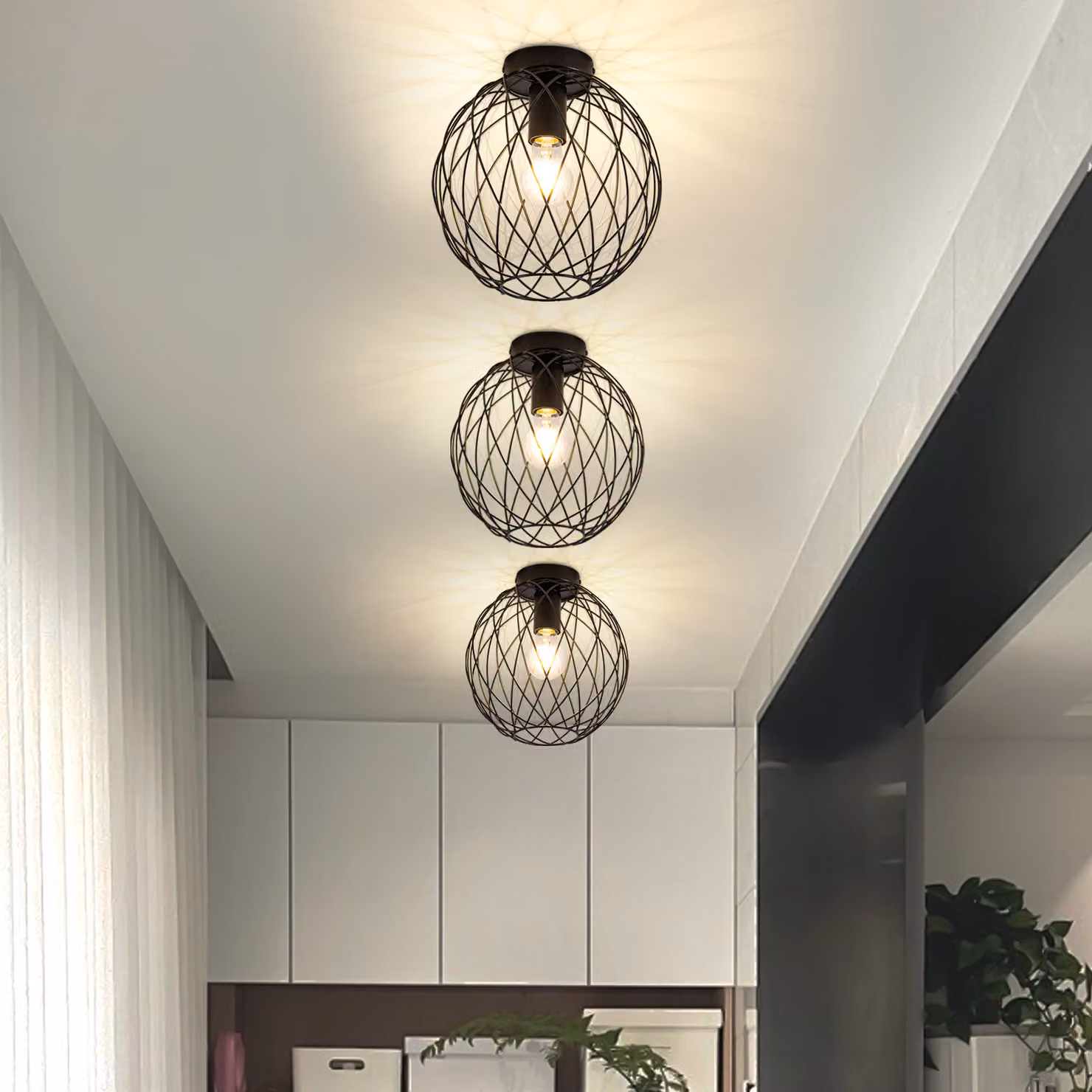 ZMH plafoniera retro cucina lampada soffitto nero soggiorno lampada metallo industriale con attacco E27 Max.40W lampada piccola Estetica per cucina corridoio balcone camera da letto sala da pranzo Ø 20cm