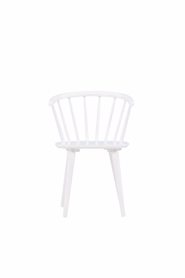 Sedia da pranzo Bobby con braccioli in legno bianco.