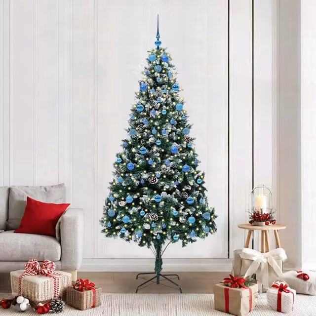 Albero di Natale artificiale verde vidaXL con 300 LED luce bianca calda, Altezza: 210 cm – 1