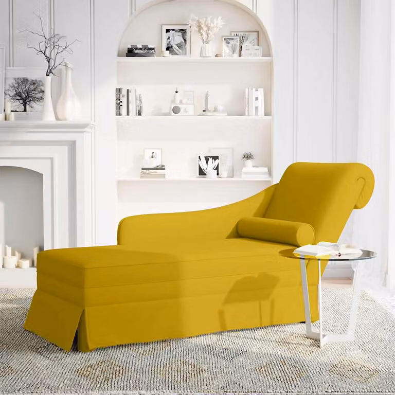 vidaXL Sdraio con Capezzale e Bracciolo Destro in Velluto Giallo