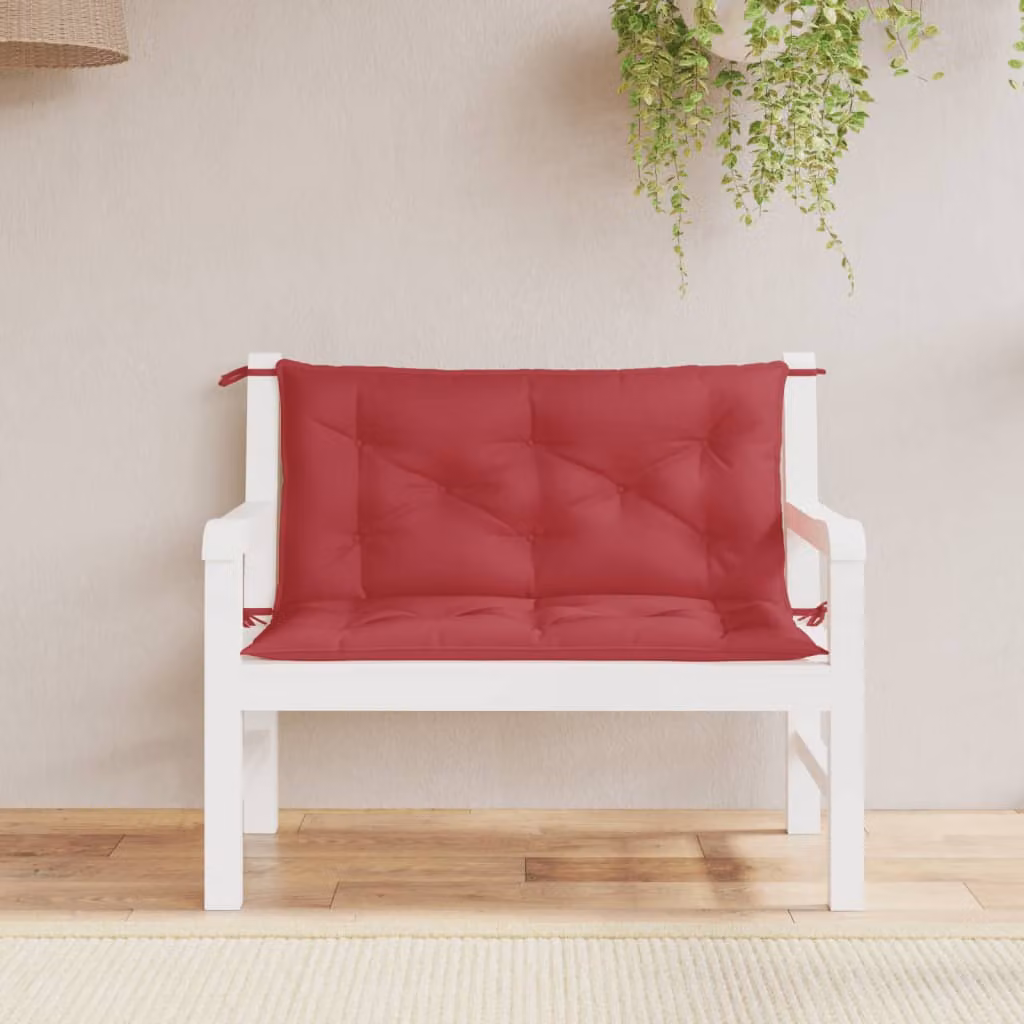 Set di 2 cuscini per panca vidaXL in tessuto Oxford rosso, impermeabili e traspiranti, L: 100 cm, P: 50 cm, H: 7 cm