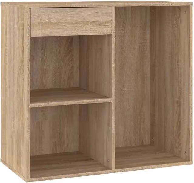 Moderna cassettiera per cosmetici con cassetto e scomparti 80 x 40 x 75 cm in legno multistrato rovere sonoma 02_0047950