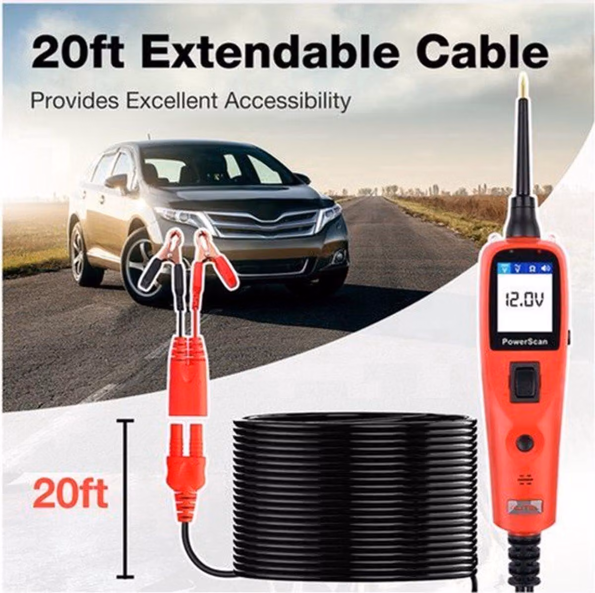 Tester per circuiti - Multimetro universale da 12V e 24V per auto - Con test di continuità - Portatile
