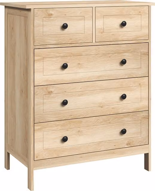 Cassettiera contenitore HOMCOM con 5 cassetti e maniglie nere, colore rovere