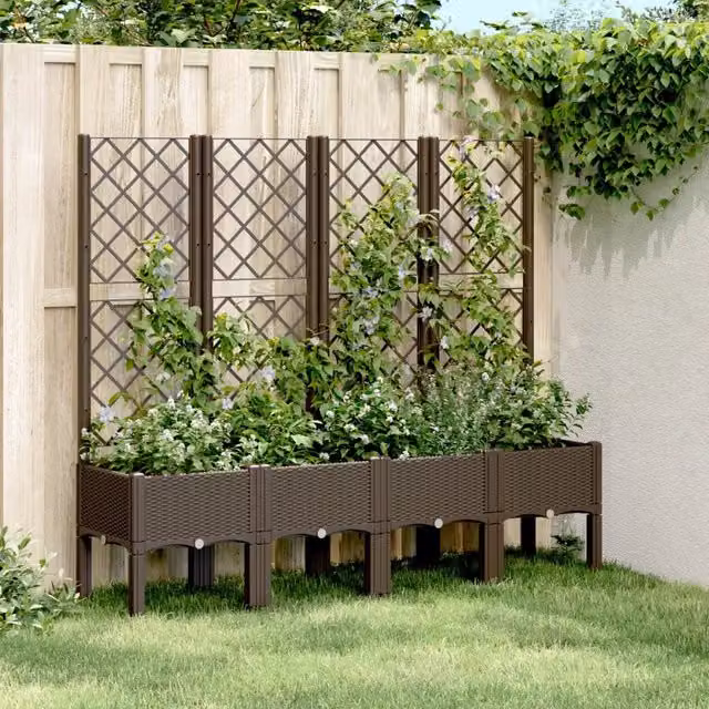 Fioriera da giardino con traliccio Design Mania marrone in plastica L: 160 cm, P: 40 cm, H: 142 cm