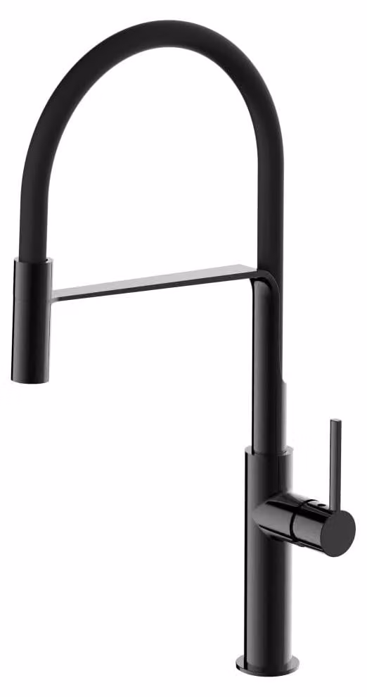 Miscelatore da cucina con doccetta estraibile, finitura nera lucida, girevole a 360°