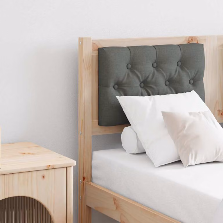 Testiera per letto imbottita vidaXL in legno di pino massello, marrone e grigio scuro
