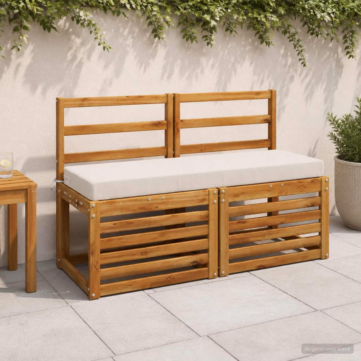 Set di 2 cuscini per panchina vidaXL SOEST bianchi in poliestere con imbottitura in schiuma e coperture rimovibili lavabili