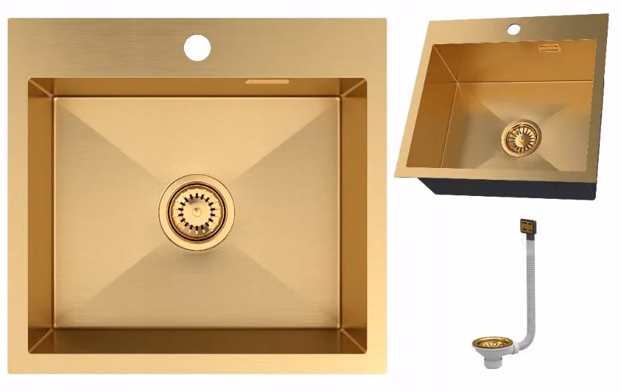 Granitan - Lavello acciaio inox - Lavandino 48x45 cm - Lavello cucina cromato - con sifone - SILVO48