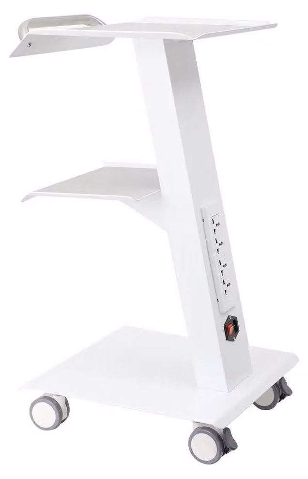Carrello medico mobile - Carrello odontoiatrico e per parrucchieri a 3 ripiani - Struttura in metallo - Barra di alimentazione da 220V per apparecchiature ad alte prestazioni - Ideale per cliniche e saloni di bellezza - Colore: bianco
