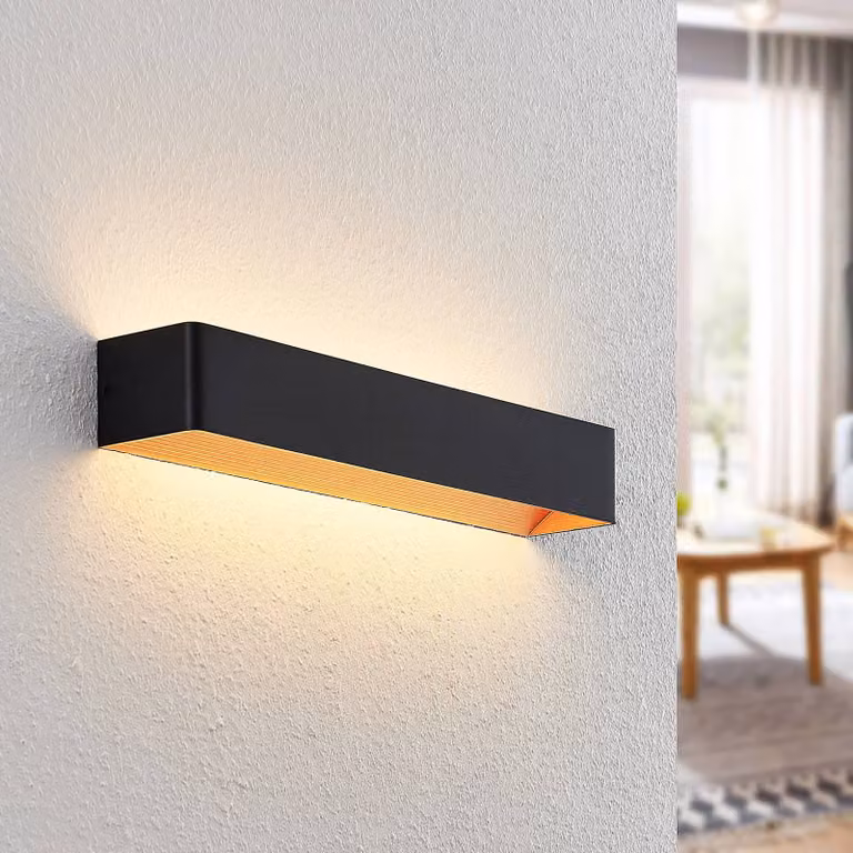Applique da parete a LED Karam Arcchio, dimmerabile, Nero, Soggiorno / Sala da pranzo, Alluminio, Moderno, Applique a LED
