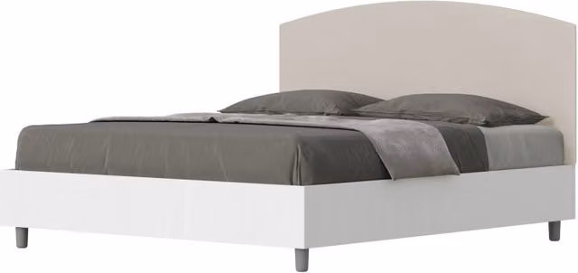 Letto Matrimoniale 160x190 cm struttura bianco frassino testata Antilia - Similpelle,Senza rete,Tortora