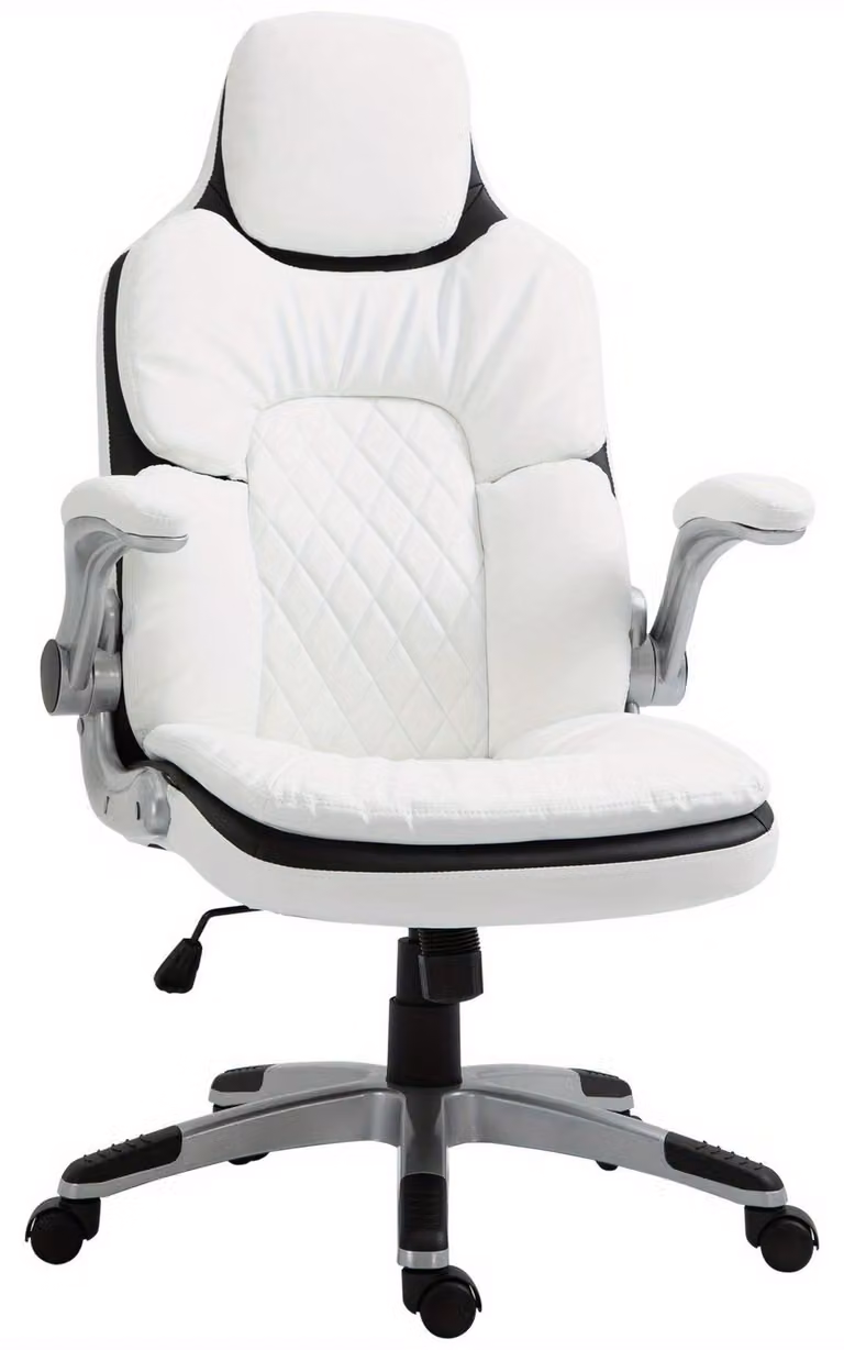 Sedia ergonomica da ufficio - Sedia per ufficio - Sedia da lavoro - Sedia per il lavoro da casa - Sedia da ufficio con rivestimento in bianca