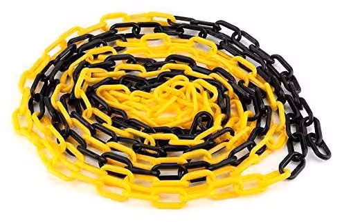 Catena in plastica, 6 mm x 5 metri, giallo-nera, catena di segnalazione